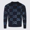 Gucci Sweater With Gg Intarsia In Blue