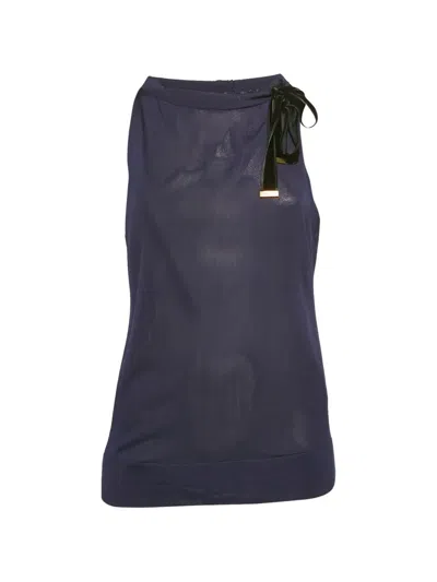 Pre-owned Gucci Neck-detail Top In Blue