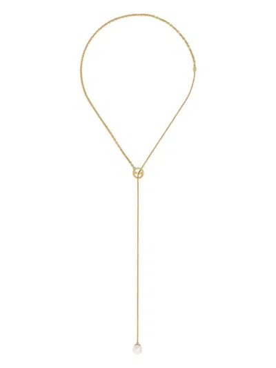 Gucci Pearl-embellished Blondie Drop Necklace In Nude & Neutrals