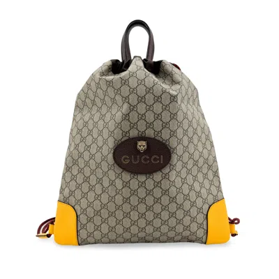 Pre-owned Gucci Neo Vintage Drawstring Gg Coated Canvas Beige Canvas Backpack Bag ()