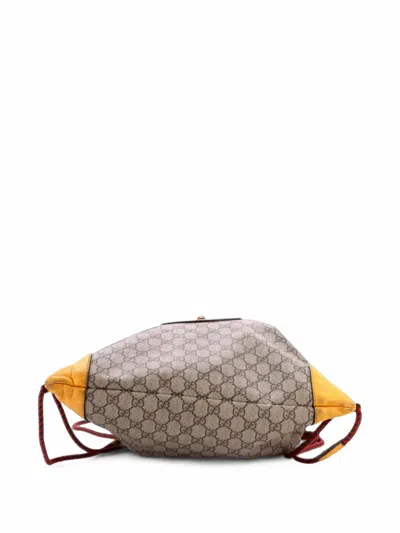 Pre-owned Gucci Neo Vintage Drawstring Gg Coated Canvas Large Backpack In Brown
