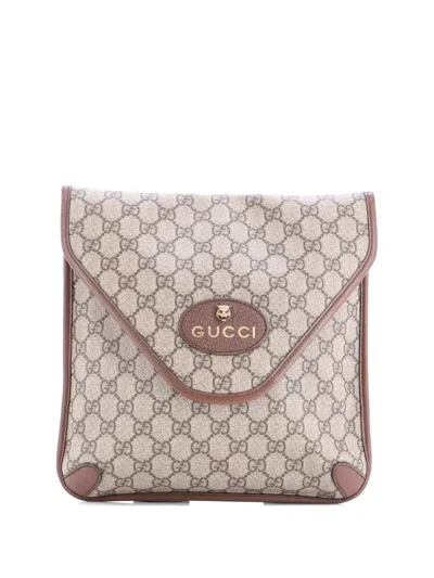 Pre-owned Gucci Neo Vintage Envelope Messenger Gg Coated Canvas Medium Crossbody Bag In Brown
