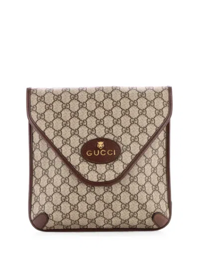 Pre-owned Gucci Neo Vintage Envelope Messenger Gg Coated Canvas Medium Crossbody Bag In Brown