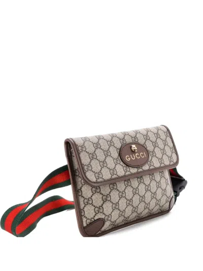 Pre-owned Gucci Neo Vintage Flap Gg Coated Canvas Belt Bag In Brown