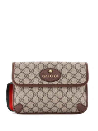 Pre-owned Gucci Neo Vintage Flap Gg Coated Canvas Belt Bag In Brown