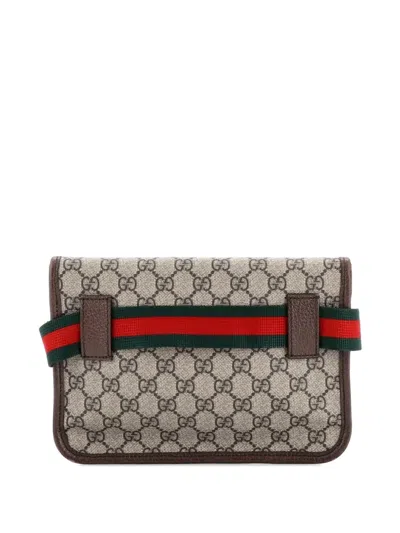 Pre-owned Gucci Neo Vintage Flap Gg Coated Canvas Belt Bag In Brown