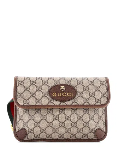 Pre-owned Gucci Neo Vintage Flap Gg Coated Canvas Belt Bag In Brown