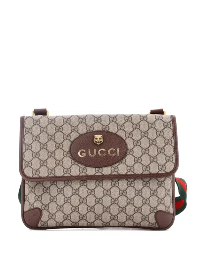 Pre-owned Gucci Neo Vintage Flap Messenger Gg Coated Canvas Medium Crossbody Bag In Brown