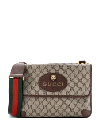 Pre-owned Gucci Neo Vintage Flap Messenger Gg Coated Canvas Medium Crossbody Bag In Brown