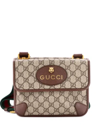 Pre-owned Gucci Neo Vintage Flap Messenger Gg Coated Canvas Small Crossbody Bag In Brown