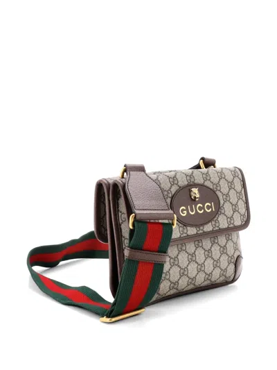 Pre-owned Gucci Neo Vintage Flap Messenger Gg Coated Canvas Small Crossbody Bag In Brown