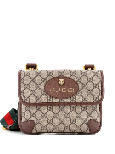 Pre-owned Gucci Neo Vintage Flap Messenger Gg Coated Canvas Small Crossbody Bag In Brown