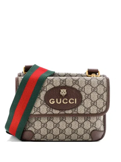 Pre-owned Gucci Neo Vintage Flap Messenger Gg Coated Canvas Small Crossbody Bag In Brown