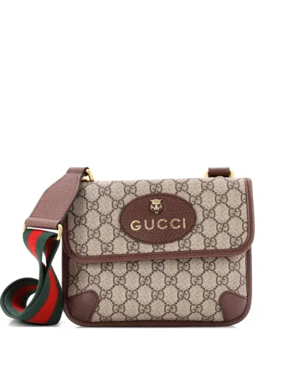 Pre-owned Gucci Neo Vintage Flap Messenger Gg Coated Canvas Small Crossbody Bag In Brown