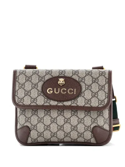 Pre-owned Gucci Neo Vintage Flap Messenger Gg Coated Canvas Small Crossbody Bag In Brown