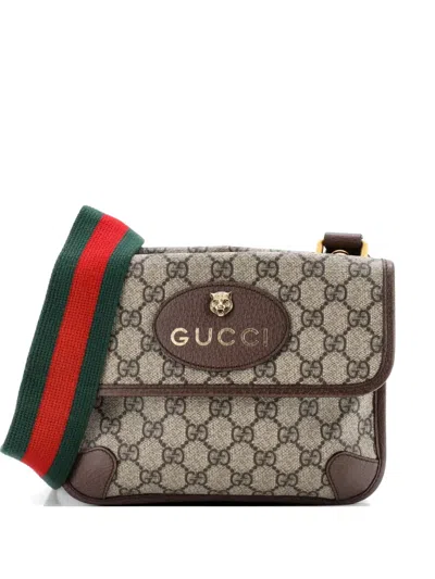 Pre-owned Gucci Neo Vintage Flap Messenger Gg Coated Canvas Small Crossbody Bag In Brown
