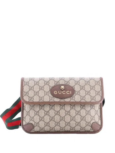 Pre-owned Gucci Neo Vintage Flap Messenger Gg Coated Canvas Small Crossbody Bag In Brown