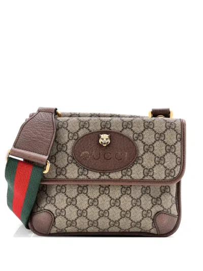 Pre-owned Gucci Neo Vintage Flap Messenger Gg Coated Canvas Small Crossbody Bag In Brown