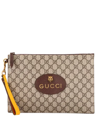 Gucci Neo Vintage Wristlet Pouch Gg Coated Canvas (authentic Pre-loved)