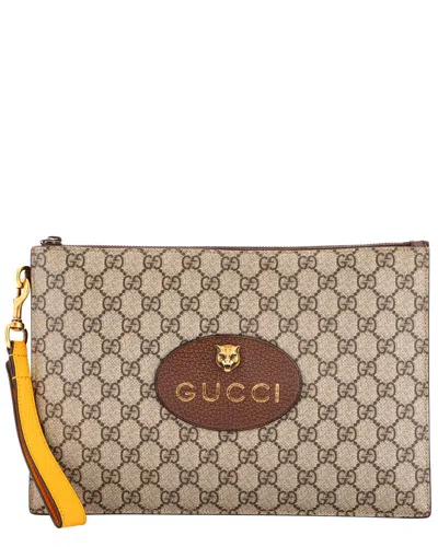 Gucci Neo Vintage Wristlet Pouch Gg Coated Canvas (authentic Pre-loved)
