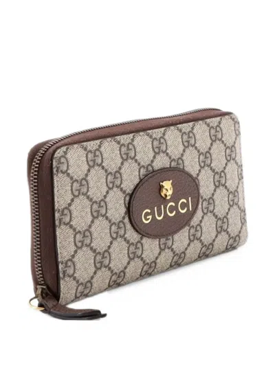 Pre-owned Gucci Neo Vintage Zip Around Wallet Gg Coated Canvas Small Wallets In Brown