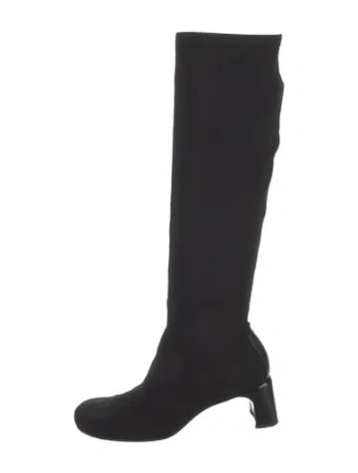 Pre-owned Gucci Neoprene Leather Trim Embellishment Boots In Black