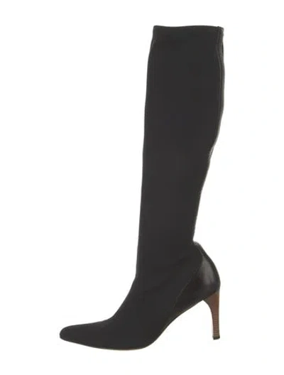 Pre-owned Gucci Neoprene Leather Trim Embellishment Sock Boots In Black