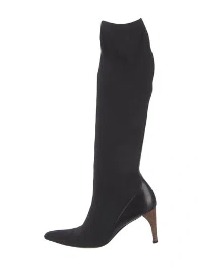 Pre-owned Gucci Neoprene Leather Trim Embellishment Sock Boots In Black