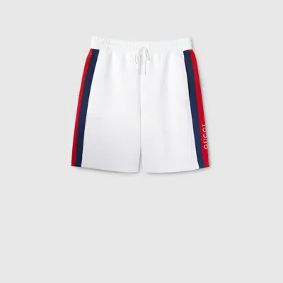 Gucci Neoprene Shorts With Web In White