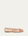 Gucci Net Nappa Triple-strap Horsebit Ballerina Flats In Pink