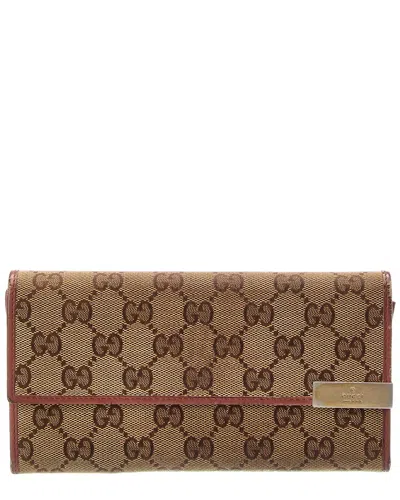 Gucci Neutral Canvas & Leather Gg Wallet (authentic Pre-loved) In Multi