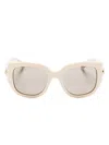 Gucci Neutral Double G Square-frame Sunglasses In Neutrals