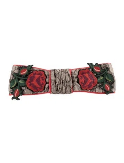 Pre-owned Gucci Neutral Embroidered Hair Band