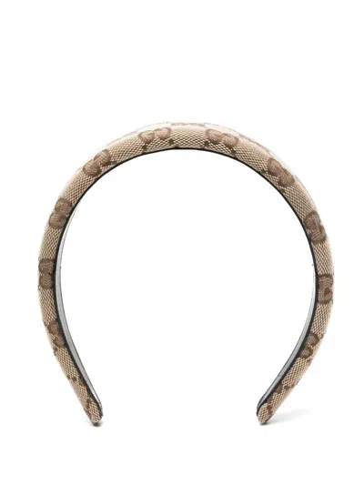 Gucci Neutral Gg Canvas Headband In Neutrals