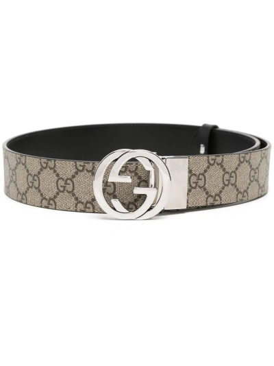 Gucci Neutral Interlocking G-buckle Reversible Belt In Brown