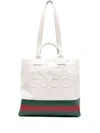 Gucci Neutral Logo-embossed Canvas Tote Bag In Neutrals