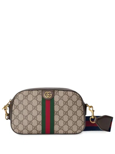 Gucci Neutral Ophidia Small Gg Shoulder Bag In Brown