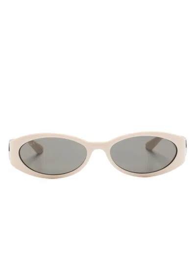 Gucci Neutral Oval Frame Tinted Sunglasses In Neutrals