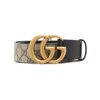 Gucci Leather-trimmed Printed Coated-canvas Belt In Gold