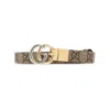 Gucci Women Gg Marmont Reversible Thin Belt In Brown