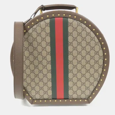Pre-owned Gucci Neutrals Gg Supreme Small Savoy Hat Case
