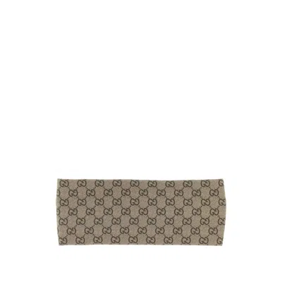 Gucci Gg Logo Silk Twill Headband Elasticated In Green