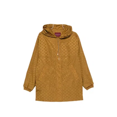 Gucci Hooded Logo-pattern Jacket In Neutral