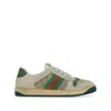 Gucci Gg Original Fabric And Leather Sneakers With Lateral Web Band In Multi