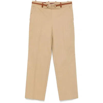 GUCCI GUCCI NEUTRALS TROUSERS - TAPERED TROUSERS WOMEN