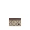 Gucci Men Gg Supreme Fabric And Leather Card Holder In Multi