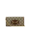 Gucci Horsebit 1955 Gg Supreme Canvas & Leather Wallet On Chain In Brown