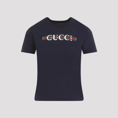 Gucci New 70s Cotton Jersey T-shirt In Blue