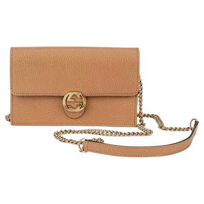 Pre-owned Gucci New Camel Leather Cross Body/clutch Bag In Brown