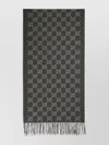 Gucci New Canvas Scarf Fringe Detailing In Gray